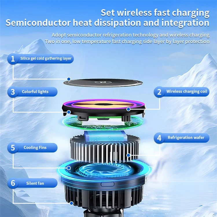 T2 Car Magnetic Wireless Charger Colorful Light Vehicle Air Vent Phone Charging Stand