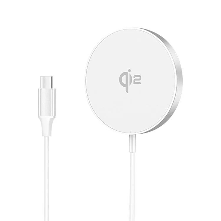 Chargeur sans fil magnétique en alliage d'aluminium ultra fin de 15 W OJD-Q203, certifié QI2MPP - Argent
