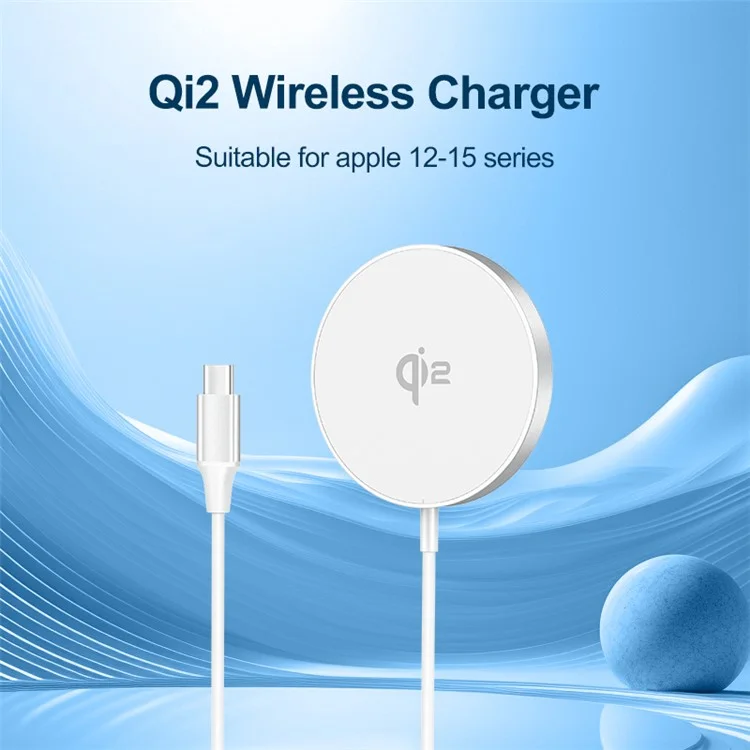 Chargeur sans fil magnétique en alliage d'aluminium ultra fin de 15 W OJD-Q203, certifié QI2MPP - Argent