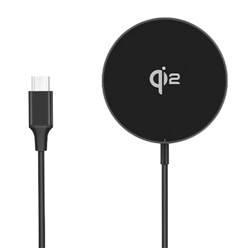 OJD-Q203 Aluminum Alloy Ultra Thin 15W Magnetic Wireless Charger, QI2MPP Certified - Black