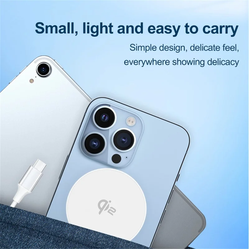 OJD-Q203 Aluminum Alloy Ultra Thin 15W Magnetic Wireless Charger, QI2MPP Certified - Black