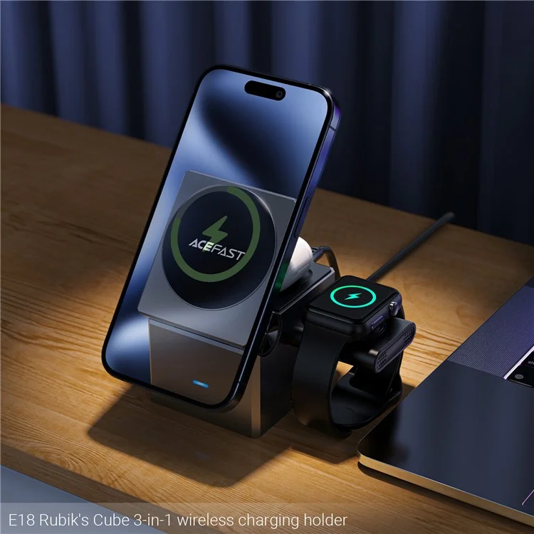 ACEFAST E18 3-in-1 Desktop Wireless Charging Station für Handy / Smartwatch / Ohrhörer