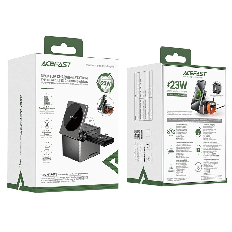ACEFAST E18 3-in-1 Desktop Wireless Charging Station für Handy / Smartwatch / Ohrhörer