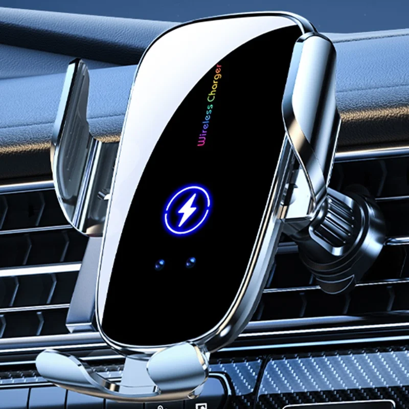 C5 Car Air Vent Phone Mount Wireless Phone Charger Cell Phone Bracket - Grey