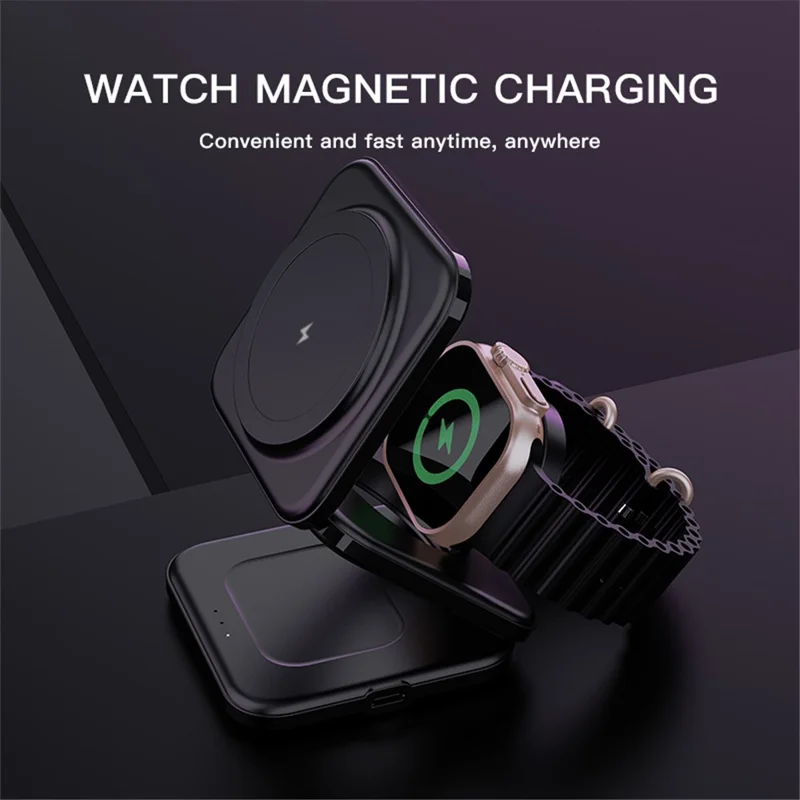 Z8 3-in-1 Foldable Charging Station 15W Magnetic Wireless Charger with Adjustable Angles - White