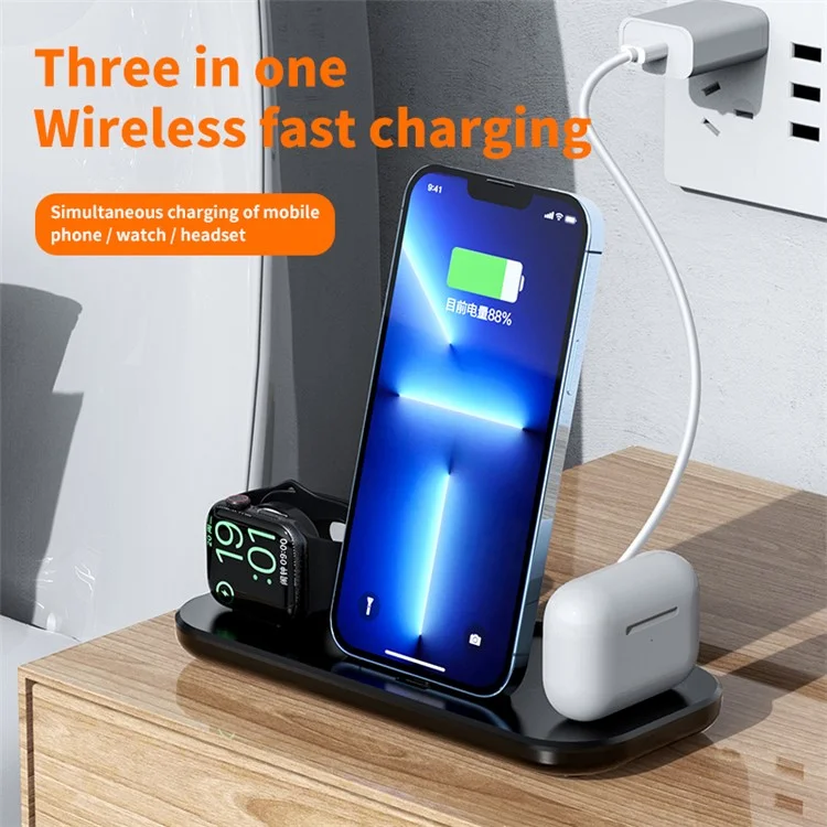 A32 3-in-1 Foldable Charging Station with iP Connector for iPhone / Apple Watch / AirPods - White