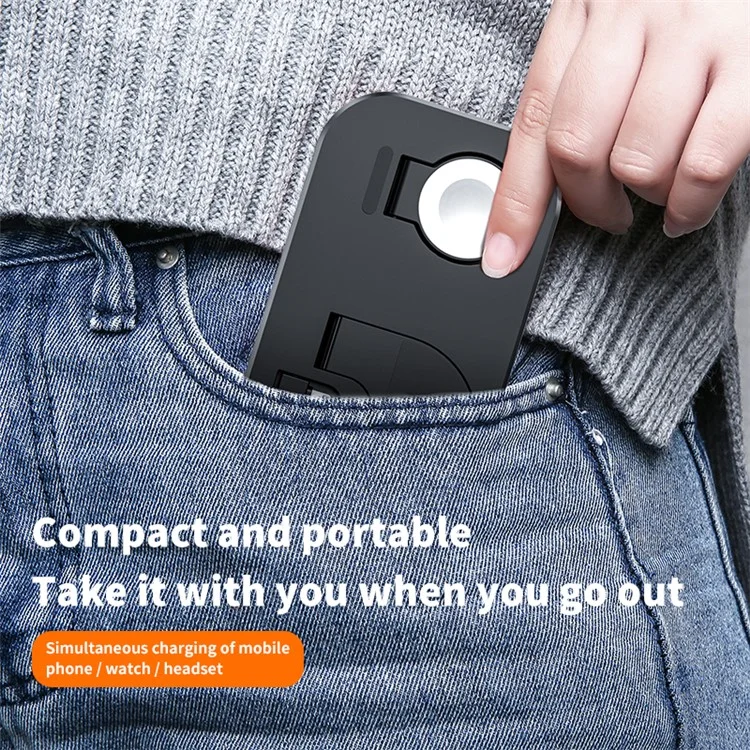 A32 3-in-1 Foldable Charging Station with iP Connector for iPhone / Apple Watch / AirPods - White