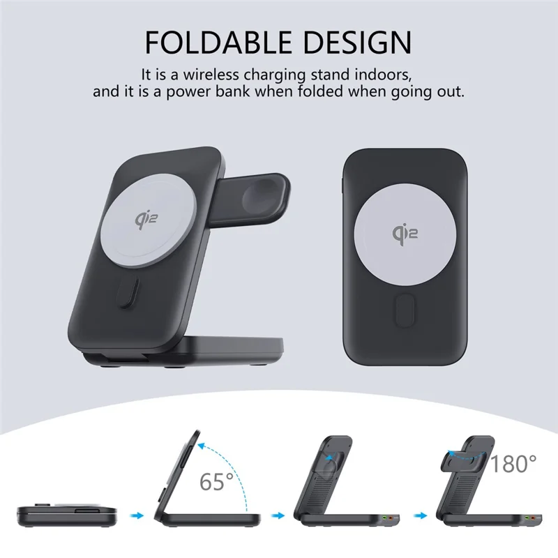 MP05 10000mAh Power Bank Qi2 15W Magnetic Phone Watch Earphone Wireless Charger - White Round Panel