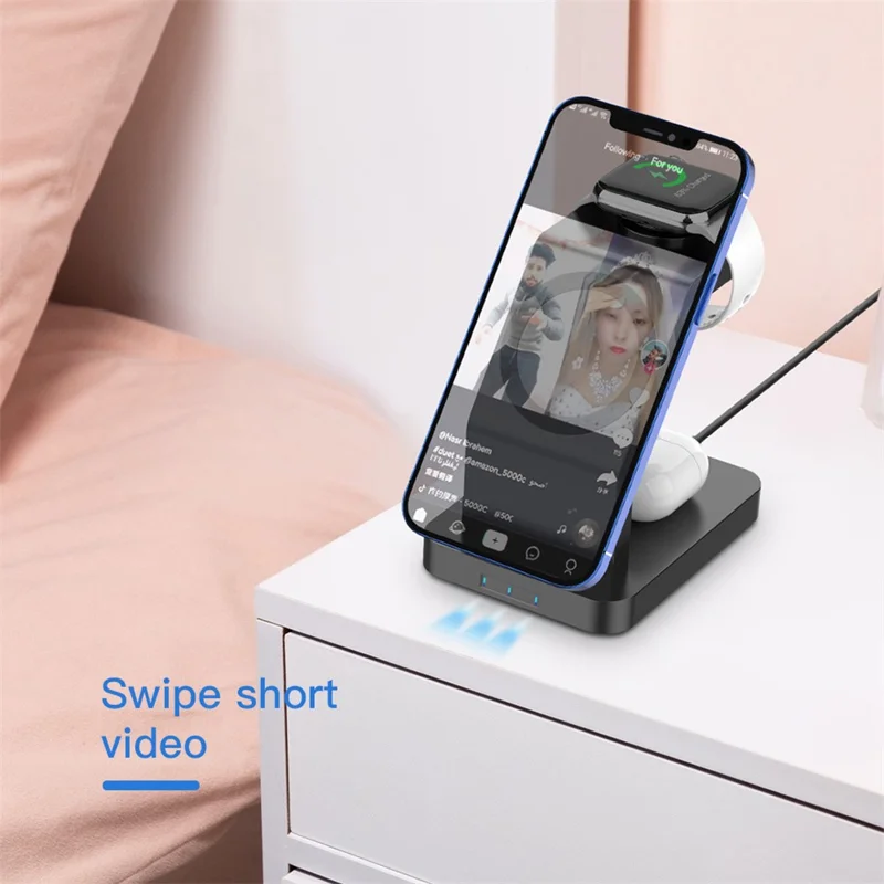 Station de charge sans fil magnétique 3 en 1 de 15 W pour iPhone / AirPods / Apple Watch - Blanc