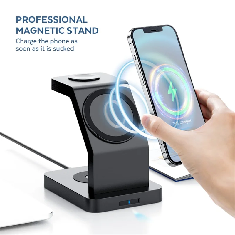 Station de charge sans fil magnétique 3 en 1 de 15 W pour iPhone / AirPods / Apple Watch - Blanc