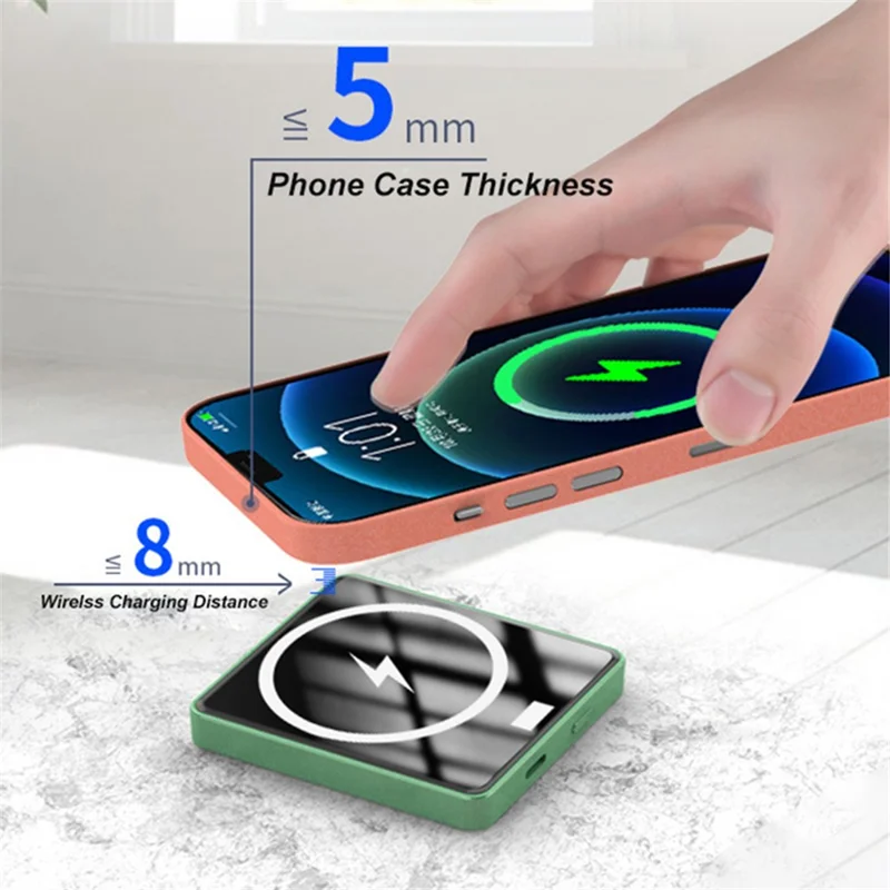 E30 5000mAh Magnetic Wireless Power Bank Support 20W PD Fast Charging Portable Phone Charger External Battery Pack for iPhone 12/13 Series - Blue
