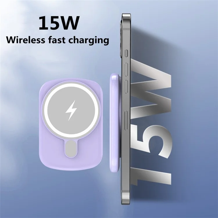 E33 10000mAh Banca Di Potenza Magnetica 15W Caricabatteria Per Telefono Wireless Portable Battery Pack Per IPhone 12/13 - Viola