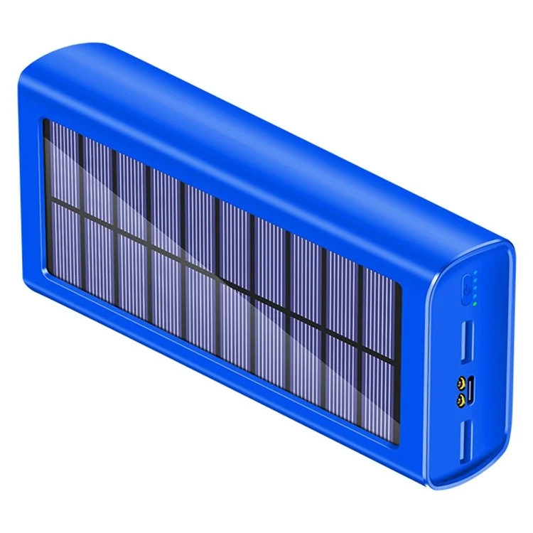 PSOOO 30000mAh Dual USB Outputs Large Capacity Power Bank Portable Solar Charger with LED Flashlight - Blue