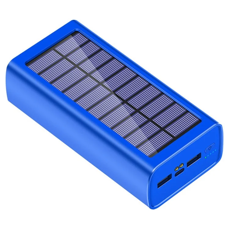 PSOOO 30000mAh Dual USB Outputs Large Capacity Power Bank Portable Solar Charger with LED Flashlight - Blue