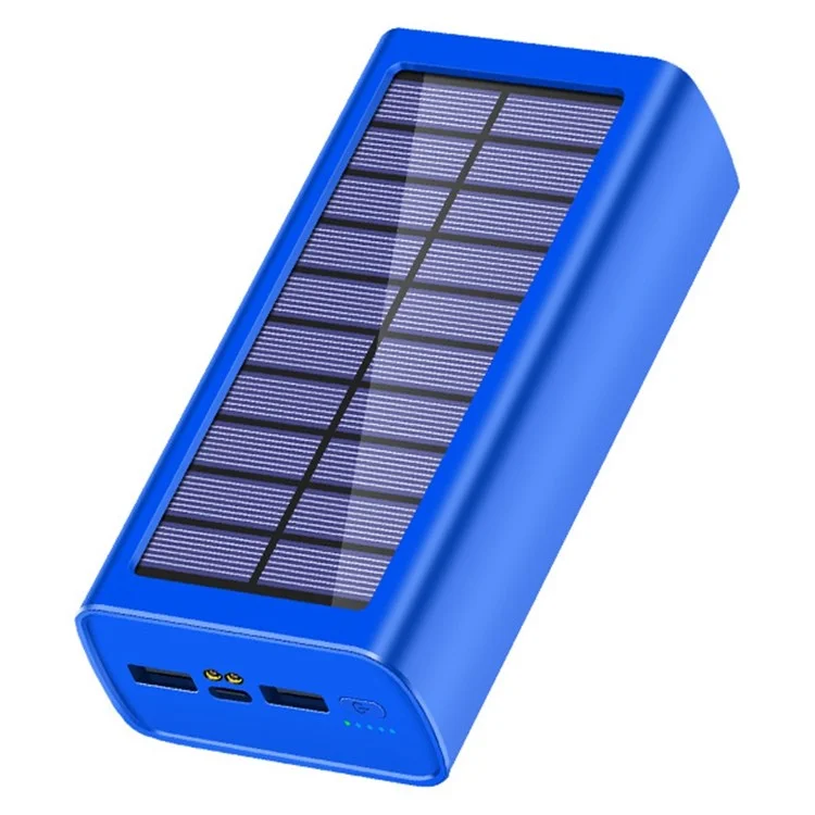 PSOOO 30000mAh Dual USB Outputs Large Capacity Power Bank Portable Solar Charger with LED Flashlight - Blue