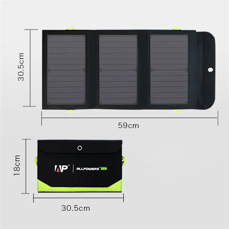 Allpowers Ap-sp-sp-002 Bla 21W 10000mAh Panel Solar Plegable Cargador Portátil Outdoor 2 USB + 1 Tipo-c PD 18W Power Bank