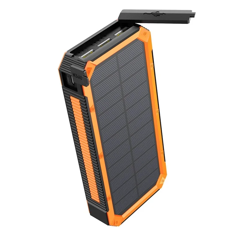 MSL-888K PD18W Bidirectional Fast Charger 20000mAh Outdoor Solar Power Bank Portable Charger External Battery Pack with Flashlight for Camping, Night Riding