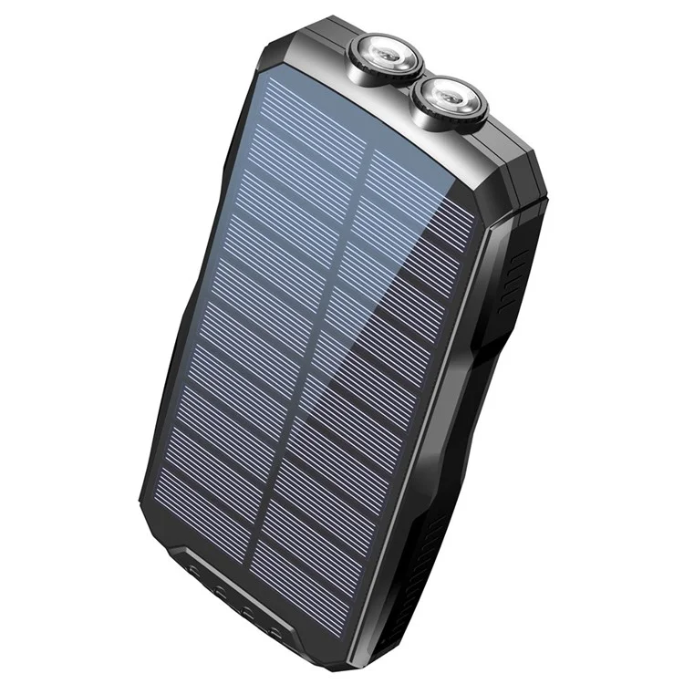 YD-819W Solar Power Bank 14000mAh Portable Wireless Charger External Battery Pack with LED Lighting for Outdoor Camping - Black