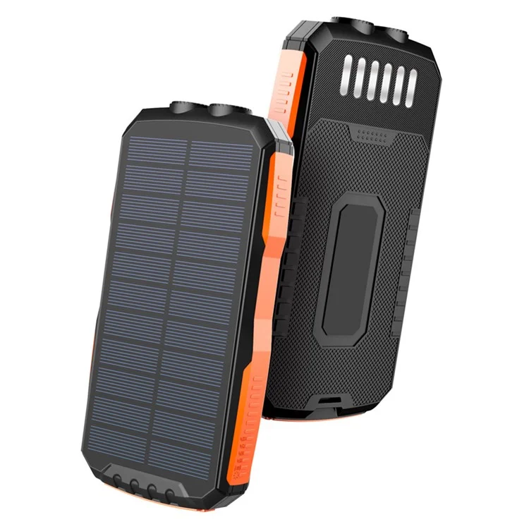 YD-819W Solar Power Bank 14000mAh Portable Wireless Charger External Battery Pack with LED Lighting for Outdoor Camping - Black