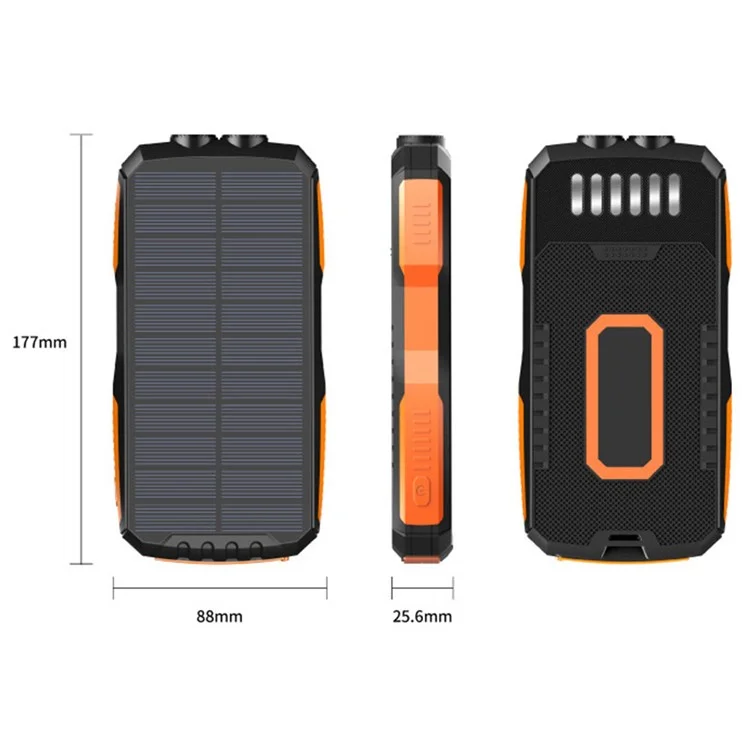 YD-819W Solar Power Bank 14000mAh Portable Wireless Charger External Battery Pack with LED Lighting for Outdoor Camping - Black