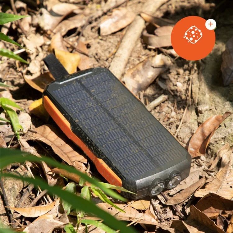 YD-819W Solar Power Bank 14000mAh Portable Wireless Charger External Battery Pack with LED Lighting for Outdoor Camping - Black