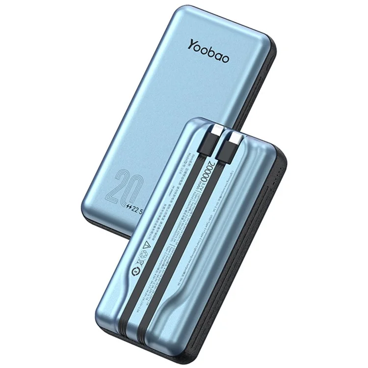 YOOBAO LC6 20000mAh Power Bank Fast Charging External Battery with Built-in Type C+Lightning Cable