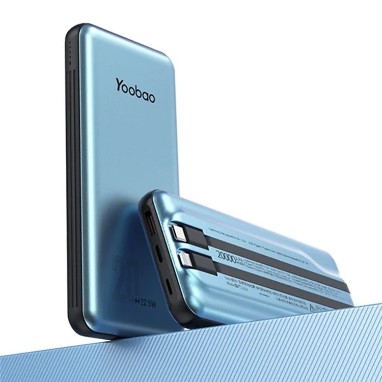 YOOBAO LC6 20000mAh Power Bank Fast Charging External Battery with Built-in Type C+Lightning Cable
