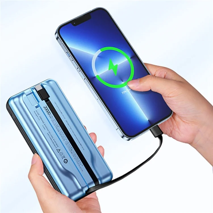 YOOBAO LC6 20000mAh Power Bank Fast Charging External Battery with Built-in Type C+Lightning Cable