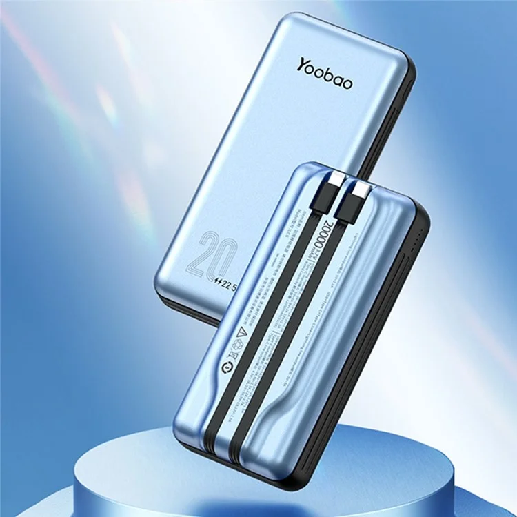 YOOBAO LC6 20000mAh Power Bank Fast Charging External Battery with Built-in Type C+Lightning Cable