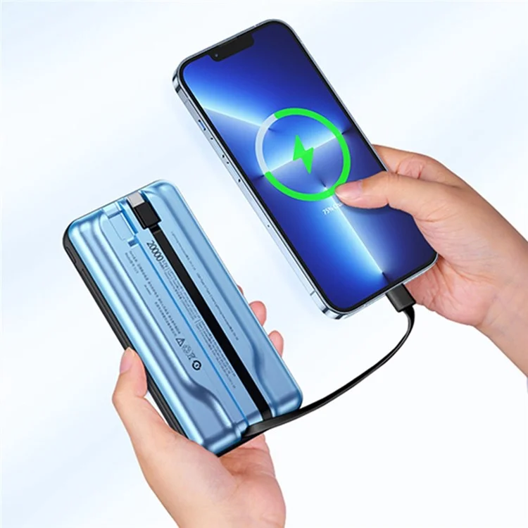YOOBAO LC6 20000mAh Power Bank Fast Charging External Battery with Built-in Type C+Lightning Cable