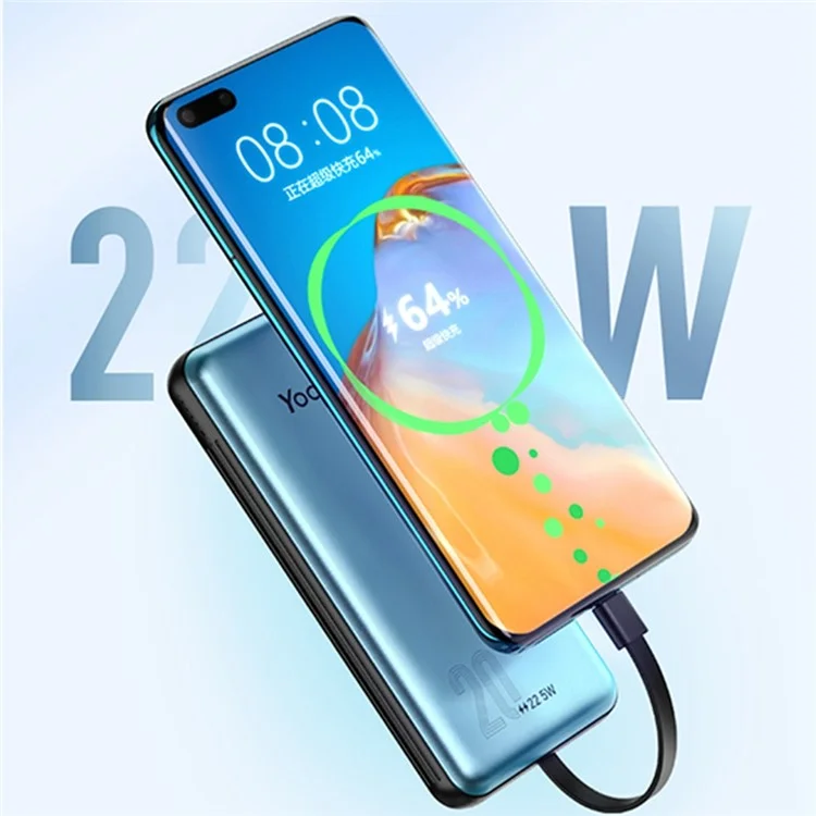YOOBAO LC6 20000mAh Power Bank Fast Charging External Battery with Built-in Type C+Lightning Cable