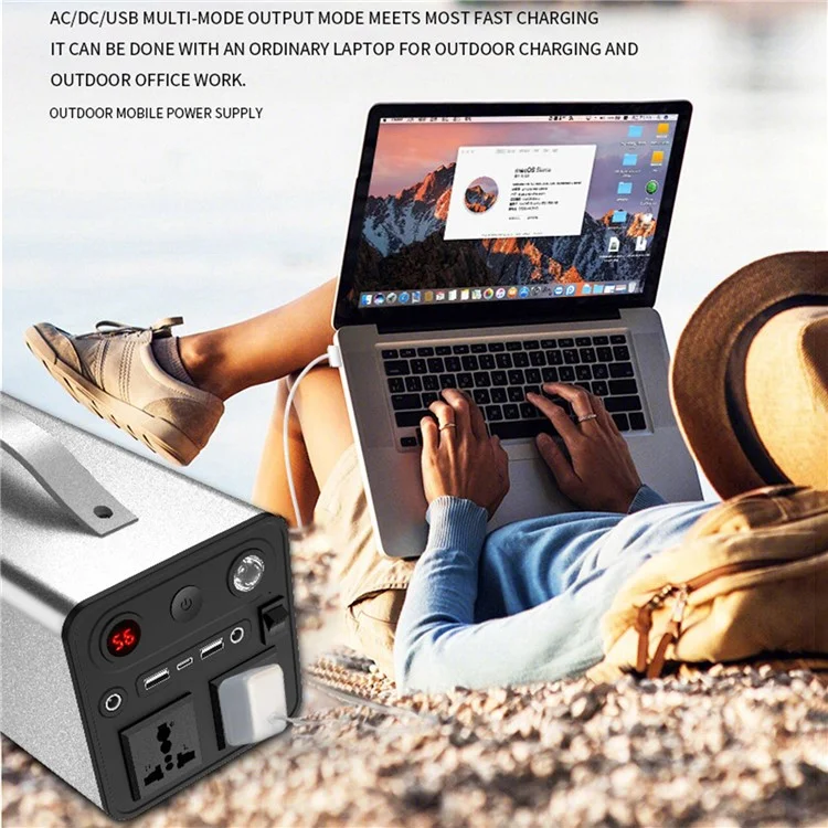 220V 90000mah 300W Fuente de Alimentación de Almacenamiento de Energía al Aire Libre Banco de Energía Portátil Cargador de Teléfono Externo Con AC / Corriente Continua / Salidas USB (enchufe de la Ue) - Gris