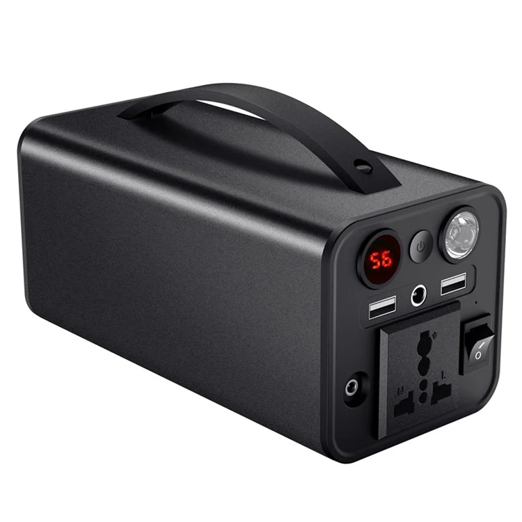 220V 45000mah Gran Capacidad Banco de Energía Banco de Energía al Aire Libre Suministro de Energía de Almacenamiento Cargador de Teléfono Portátil Con ca / 2 Salidas USB (enchufe de la Ue) - Negro