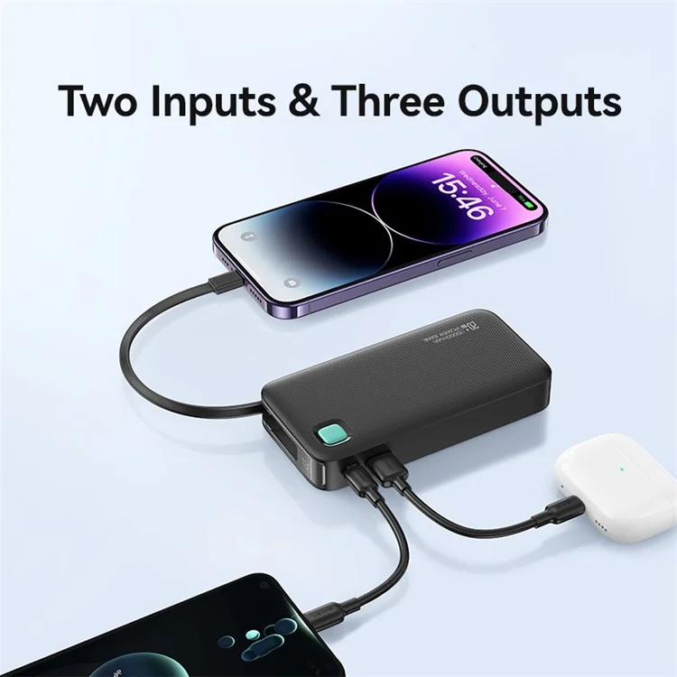 USAMS CD225 LED Display Charger 10000mAh Power Bank PD 20W Fast Charging with IP Cable - Black