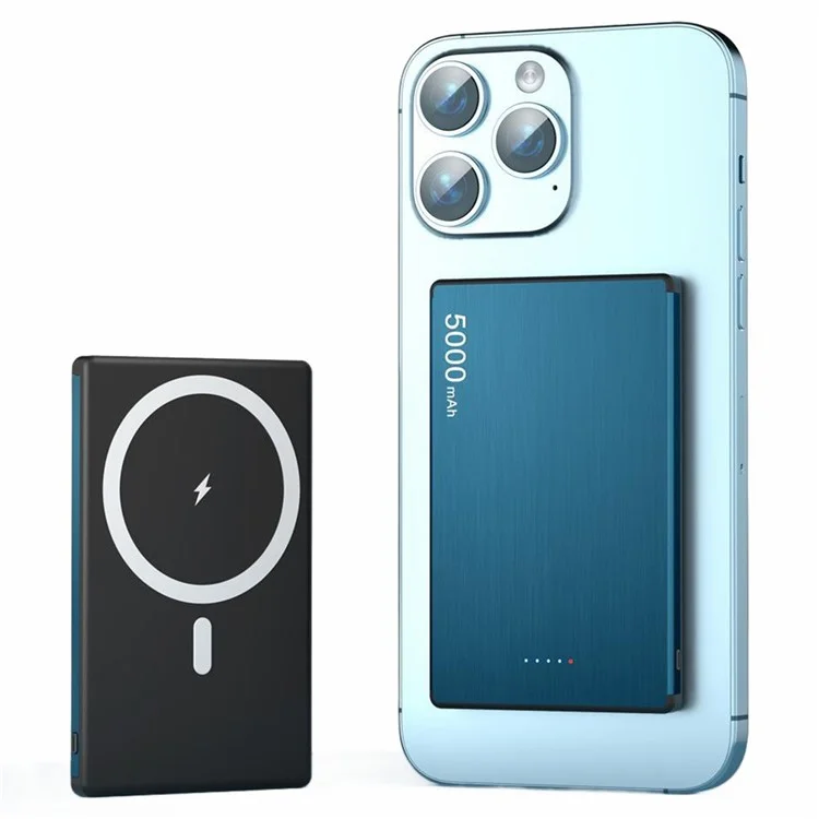 FLOVEME Magnetisches Powerbank 5000mAh PD 20W Kabellos Ultra-Slim Batterieset - Blau