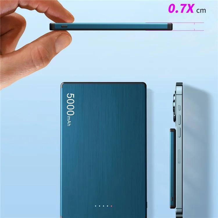FLOVEME Magnetisches Powerbank 5000mAh PD 20W Kabellos Ultra-Slim Batterieset - Blau
