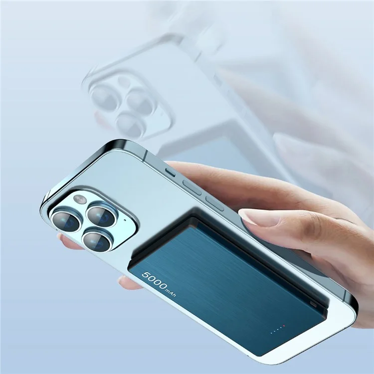 FLOVEME Magnetisches Powerbank 5000mAh PD 20W Kabellos Ultra-Slim Batterieset - Blau