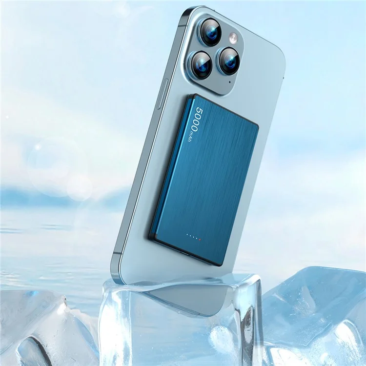 FLOVEME Magnetisches Powerbank 5000mAh PD 20W Kabellos Ultra-Slim Batterieset - Blau