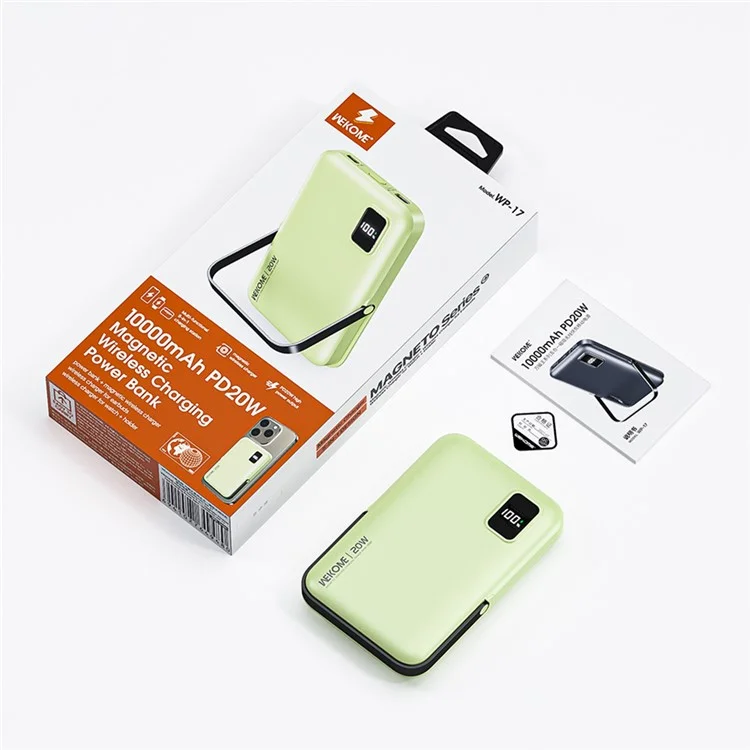 WEKOME WP-17 Batterie Externe 10000mAh Chargeur Rapide 5-en-1 Station de Charge avec Support - Vert