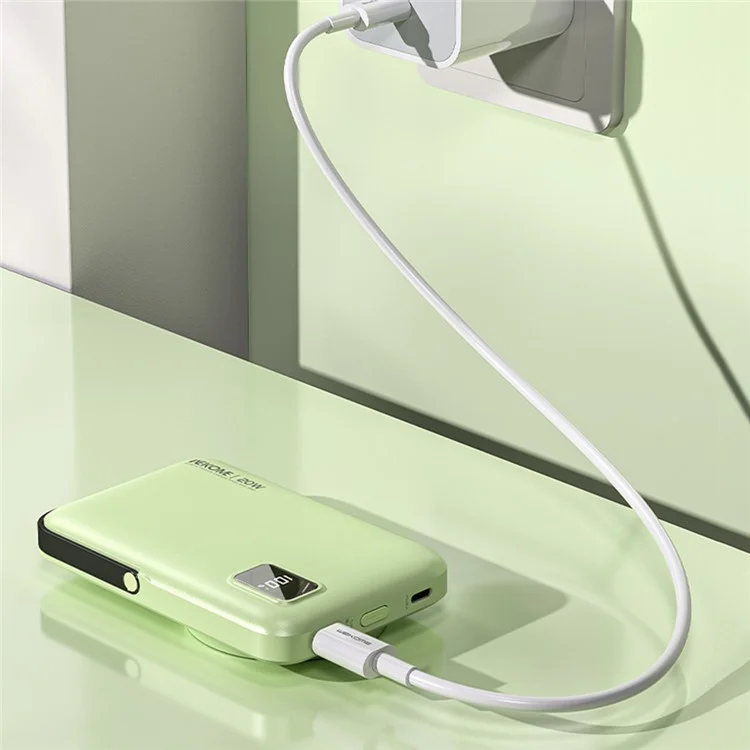 WEKOME WP-17 Batterie Externe 10000mAh Chargeur Rapide 5-en-1 Station de Charge avec Support - Vert