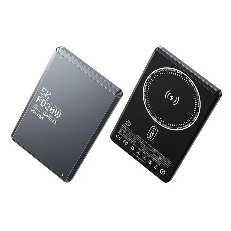 WEKOME WP-77 Blade Series Gen2 Ultra-Thin Magnetic 15W Wireless Fast Charging Power Bank, 5000mAh - Tarnish
