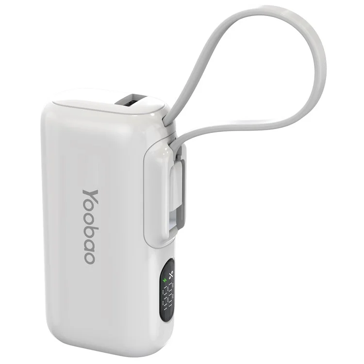 YOOBAO LD05 5000mAh tragbares Ladegerät mit integriertem USB-C-Kabel, LCD-Anzeige und Powerbank