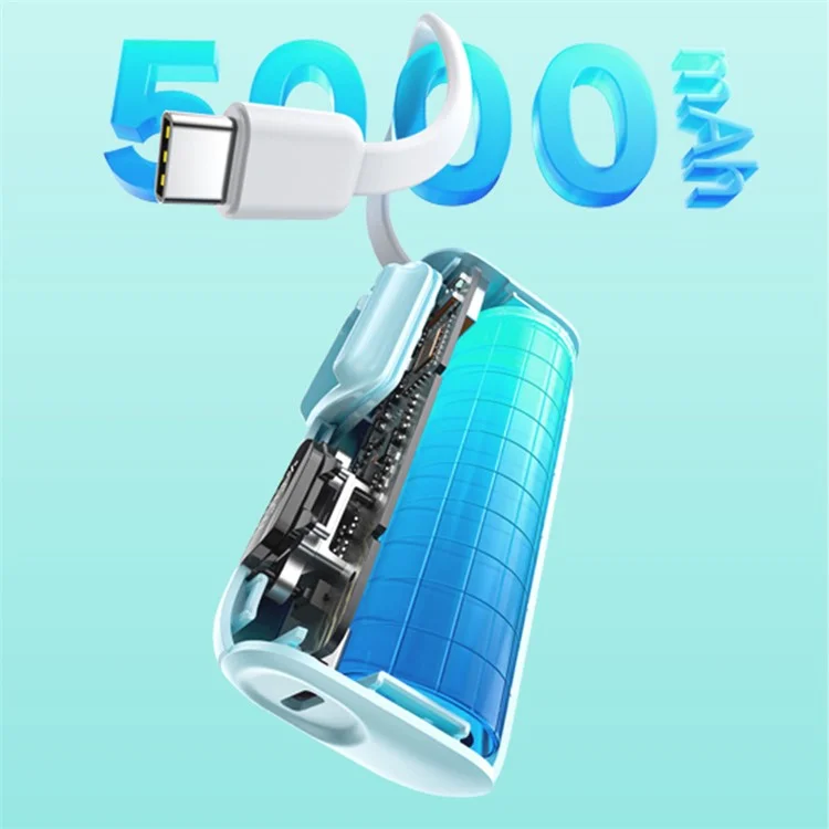 YOOBAO LD05 5000mAh tragbares Ladegerät mit integriertem USB-C-Kabel, LCD-Anzeige und Powerbank