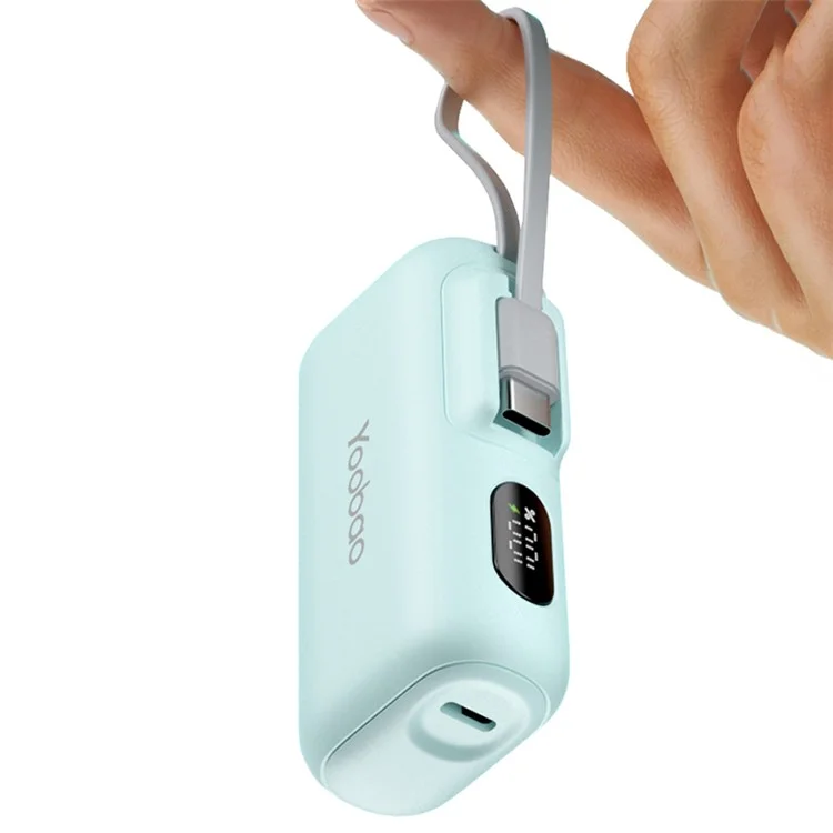YOOBAO LD05 5000mAh tragbares Ladegerät mit integriertem USB-C-Kabel, LCD-Anzeige und Powerbank