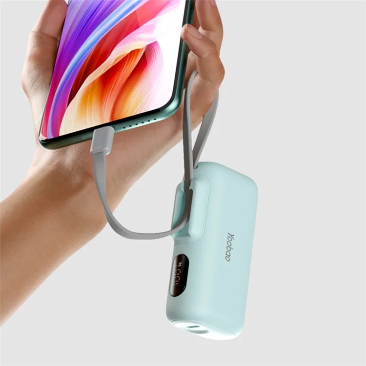 YOOBAO LD05 5000mAh tragbares Ladegerät mit integriertem USB-C-Kabel, LCD-Anzeige und Powerbank