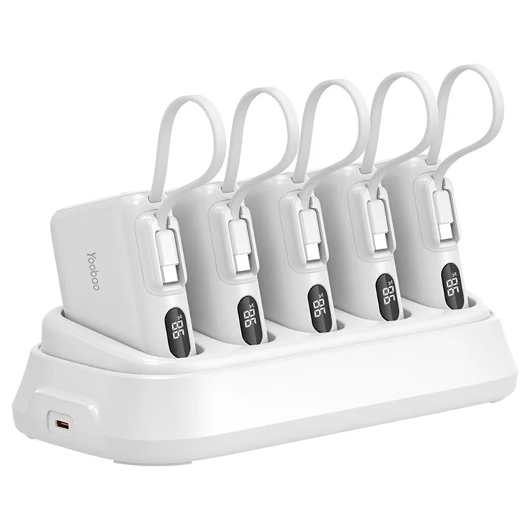YOOBAO 5Pcs LD10 10000mAh Power Bank with LDB210 Charging Station Set PD 20W Fast Charging - White