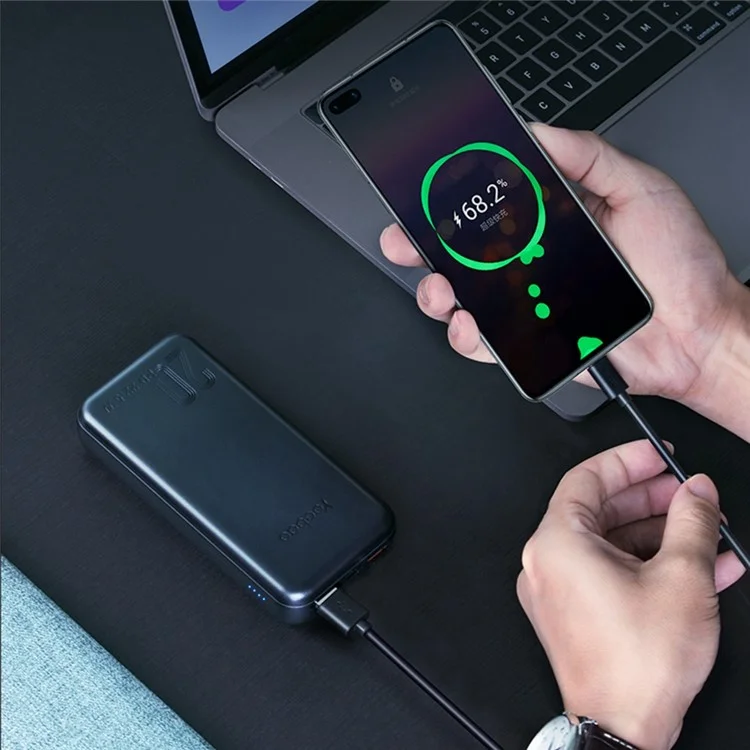 Yoobao S8P Mini 20000mah Power Bank Battery Battery Pack SCP22.5W+PD20W Cargo Súper Rápido Soporte de Cargador Portátil Carga de Flash Bidireccional Con Luces Indicadoras - Blanco
