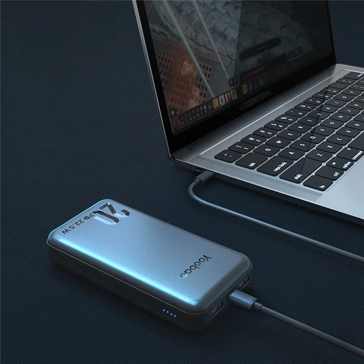 Yoobao S8P Mini 20000mah Power Bank Battery Battery Pack SCP22.5W+PD20W Cargo Súper Rápido Soporte de Cargador Portátil Carga de Flash Bidireccional Con Luces Indicadoras - Blanco
