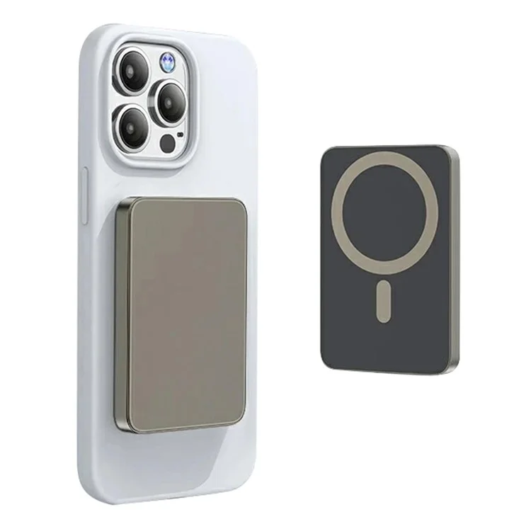 E61A Slim External Battery Pack 5000mAh Power Bank 15W Magnetic Wireless Charger - Titanium