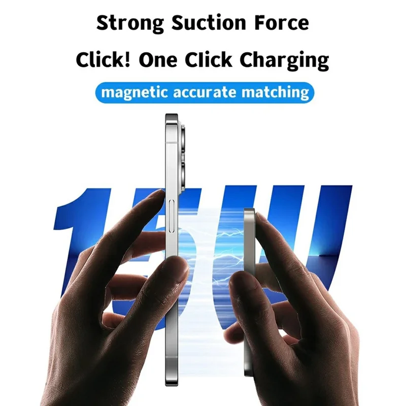 E61A Slim External Battery Pack 5000mAh Power Bank 15W Magnetic Wireless Charger - Titanium